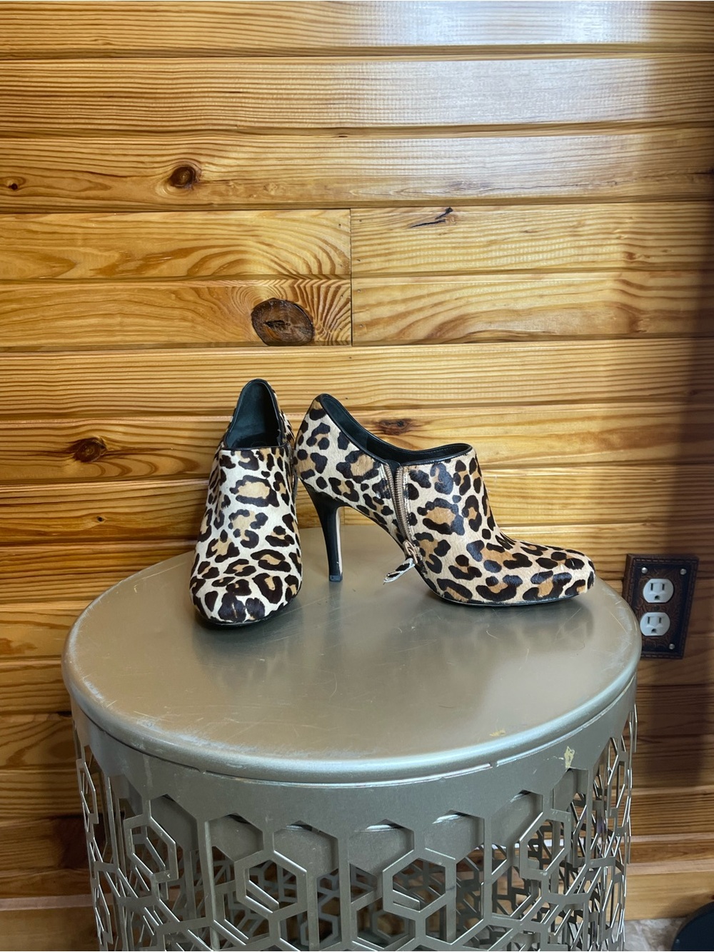 Cole Haan Leopard Print Calf Hair Ankle Booties